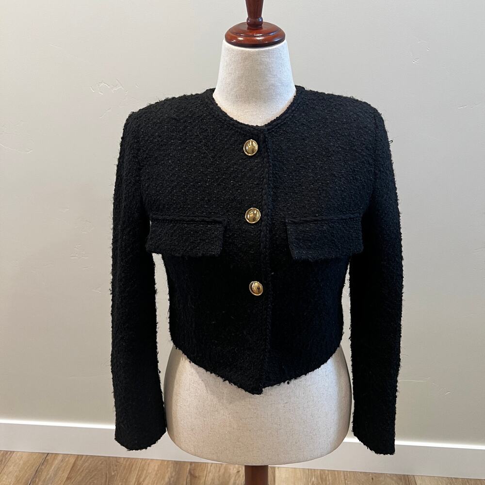 REINE BLACK LABEL Women's Tweed Cropped Jacket In Black